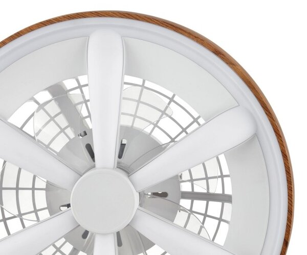 Brilliant G80935/76 Stmívatelné LED svítidlo GAIANO dekor DŘEVO, reverzní VENTILÁTOR LED RGB