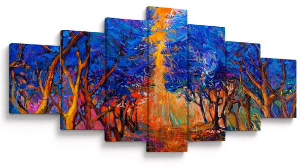 Obraz - Podzimní koruny stromů, moderní impresionismus (210x100 cm)