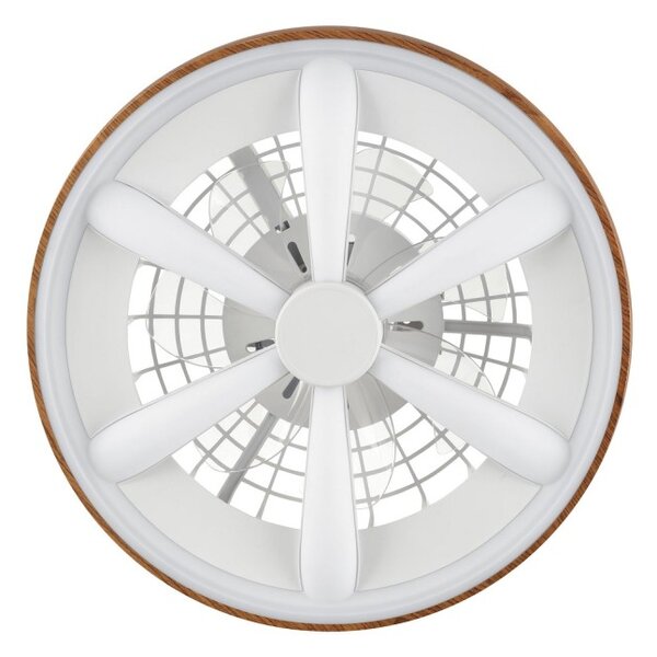 Brilliant G80935/76 Stmívatelné LED svítidlo GAIANO dekor DŘEVO, reverzní VENTILÁTOR LED RGB