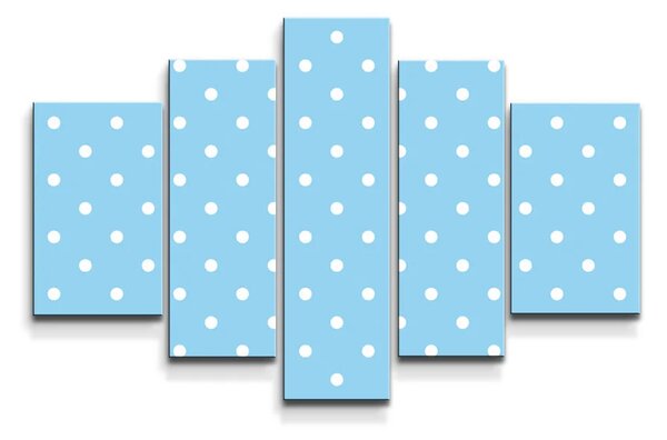 Sablio Obraz - 5-dílný Bílé tečky na modré - 125x90 cm