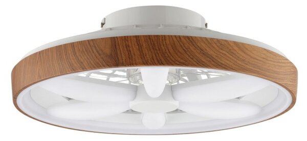 Brilliant G80935/76 Stmívatelné LED svítidlo GAIANO dekor DŘEVO, reverzní VENTILÁTOR LED RGB