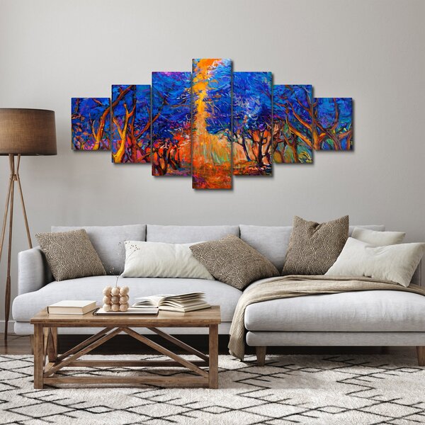 Obraz - Podzimní koruny stromů, moderní impresionismus (210x100 cm)