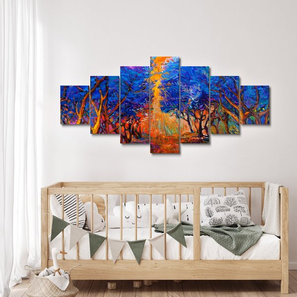 Obraz - Podzimní koruny stromů, moderní impresionismus (210x100 cm)