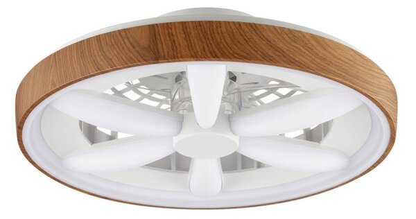 Brilliant G80935/76 Stmívatelné LED svítidlo GAIANO dekor DŘEVO, reverzní VENTILÁTOR LED RGB