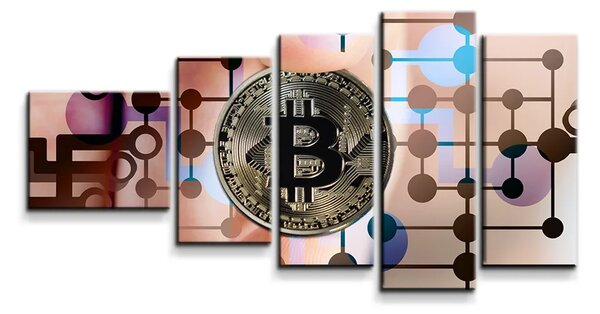 Sablio Obraz - 5-dílný Bitcoin - 100x60 cm