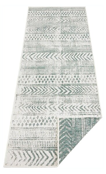 Zeleno-krémový venkovní koberec NORTHRUGS Biri, 80 x 350 cm