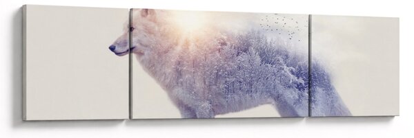 Obraz - Arktický vlk zrcadlící divokou krajinu (170x50 cm)