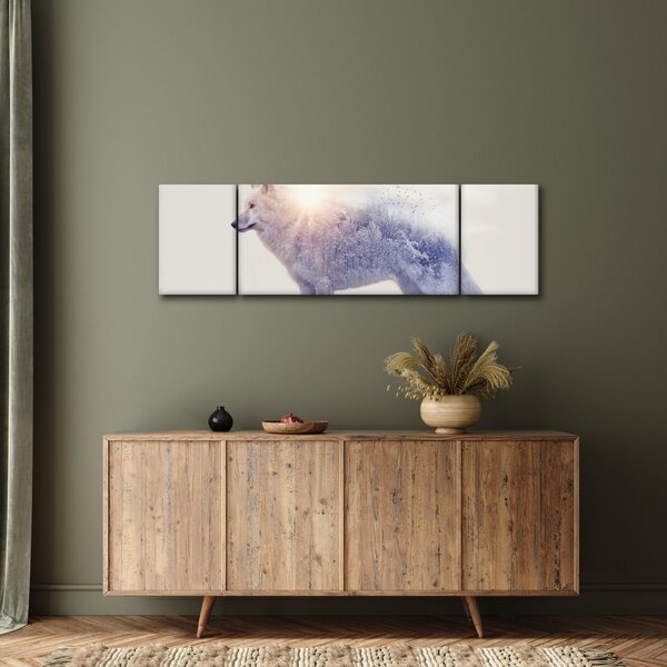 Obraz - Arktický vlk zrcadlící divokou krajinu (170x50 cm)