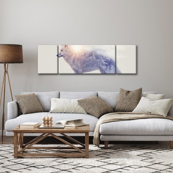 Obraz - Arktický vlk zrcadlící divokou krajinu (170x50 cm)