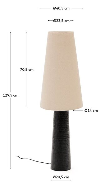 Černo-krémová stojací lampa s textilním stínidlem (výška 129 cm) Senni – Kave Home