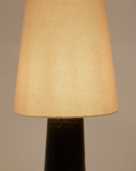 Černo-krémová stojací lampa s textilním stínidlem (výška 129 cm) Senni – Kave Home