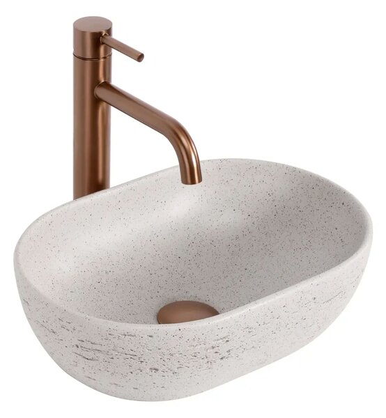 Rea Mira umyvadlo 37.5x25.5 cm oválné na pult šedá/kámen-hnědá/béžová matný REA-U3224