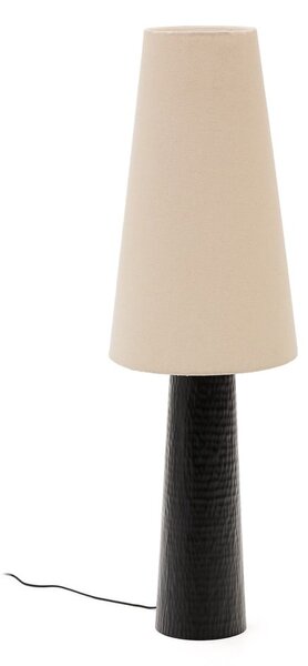 Černo-krémová stojací lampa s textilním stínidlem (výška 129 cm) Senni – Kave Home