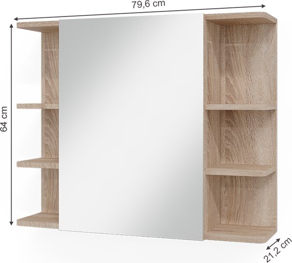 Koupelnová zrcadlová skříňka Vicco Fynn Sonoma 79.6 x 64 cm, Model 40067