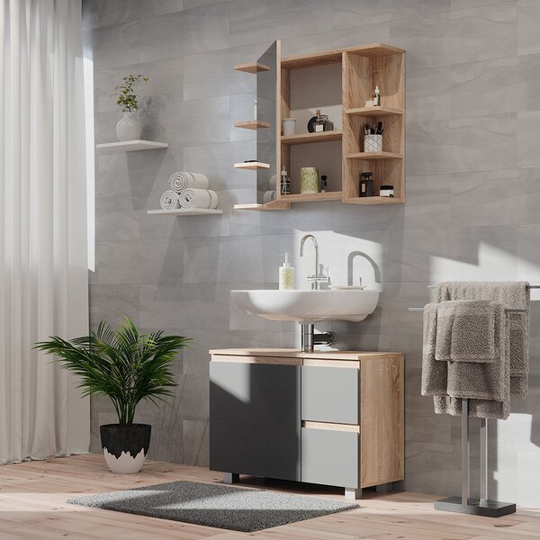 Koupelnová zrcadlová skříňka Vicco Fynn Sonoma 79.6 x 64 cm, Model 40067