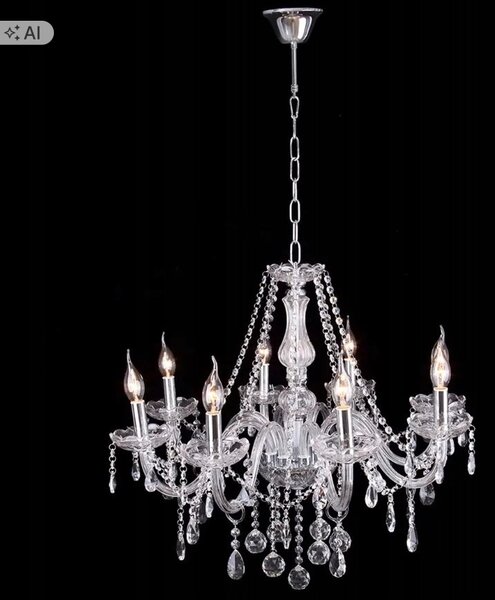 Závěsné svítidlo TOOLIGHT Glamour 8 žárovek E14 chrom