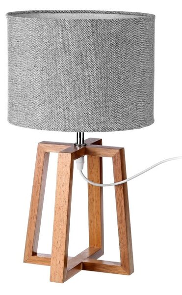 Šedo-hnědá stolní lampa z masivního dřeva s textilním stínidlem (výška 44 cm) – Casa Selección