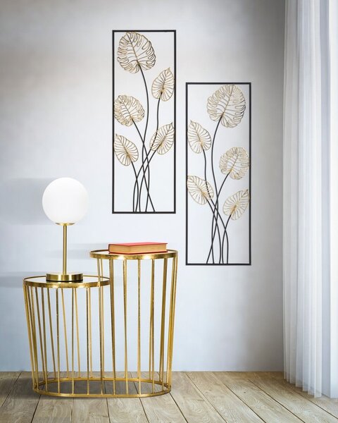 Kovová závěsná dekorace se vzorem listů Mauro Ferretti Luxy -A-, 31 x 90 cm