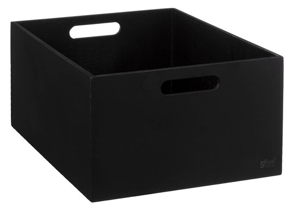 Sada úložných boxů s bambusovým víkem BAVA, černá barva, 3 kusy