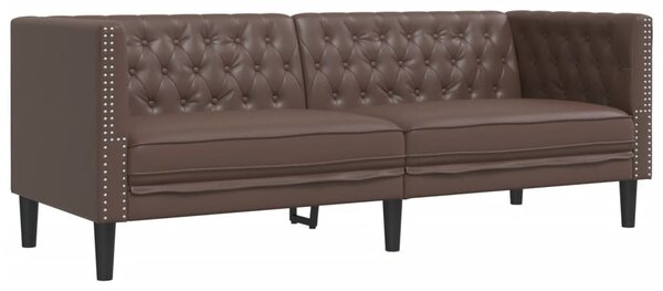 3dílná sedací souprava Chesterfield hnědá umělá kůže 3209269