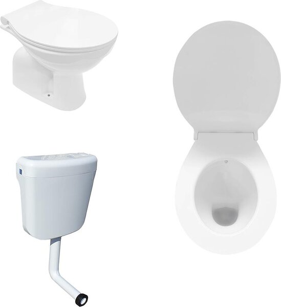 Podlahové WC Bidet Taharet Podstavec pro vypouštění WC Aquablue s nádržkou a víkem