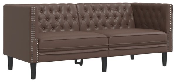 3dílná sedací souprava Chesterfield hnědá umělá kůže 3209269