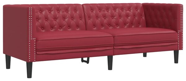 3dílná sedací souprava Chesterfield vínová umělá kůže 3209271