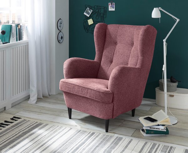 KŘESLO UŠÁK, textil, kompozitní dřevo, růžová MID.YOU - Online Only křesla & taburety, Online Only