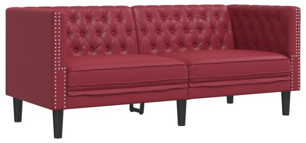 3dílná sedací souprava Chesterfield vínová umělá kůže 3209271