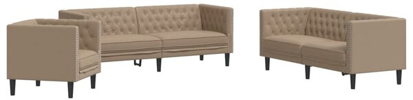 3dílná sedací souprava Chesterfield cappuccino umělá kůže 3209272