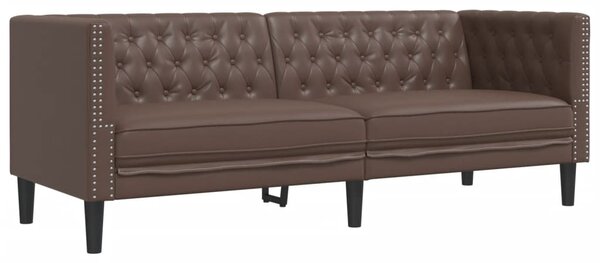 2dílná sedací souprava Chesterfield hnědá umělá kůže 3209276