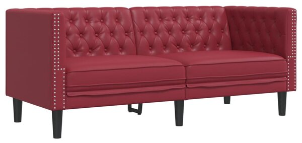 2dílná sedací souprava Chesterfield vínová umělá kůže 3209278