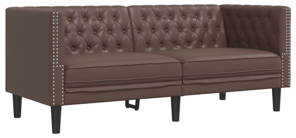 2dílná sedací souprava Chesterfield hnědá umělá kůže 3209276