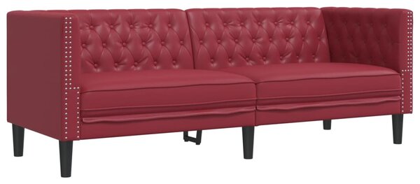 2dílná sedací souprava Chesterfield vínová umělá kůže 3209278