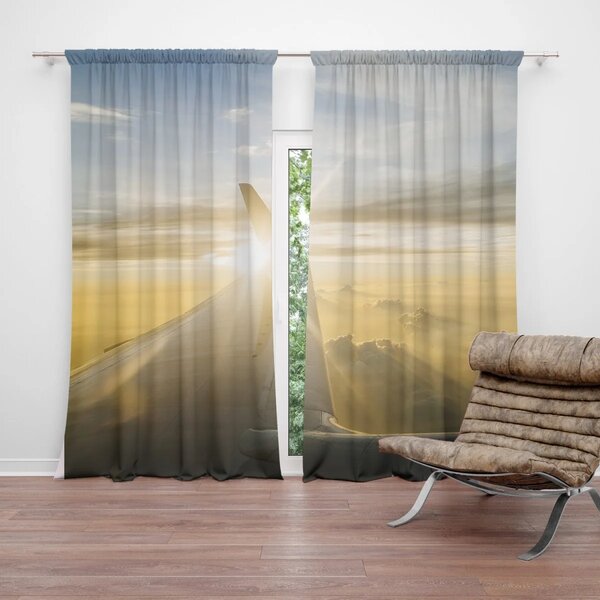 Sablio Závěs Křídlo letadla nad mraky: 2ks 140x250cm