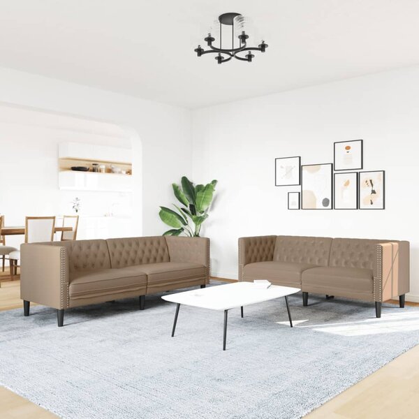 2dílná sedací souprava Chesterfield cappuccino umělá kůže 3209279