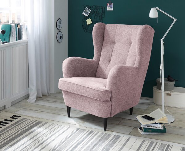 KŘESLO UŠÁK, kompozitní dřevo, textil, světle růžová MID.YOU - Online Only křesla & taburety, Online Only