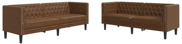 2dílná sedací souprava Chesterfield hnědá umělá semišová kůže 3209280