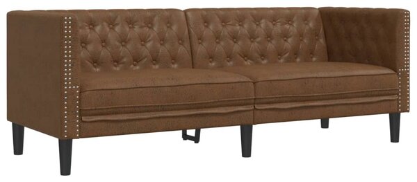 2dílná sedací souprava Chesterfield hnědá umělá semišová kůže 3209280