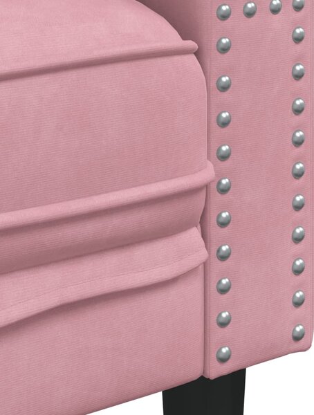 3dílná sedací souprava Chesterfield s podhlavníky růžová samet 3209284