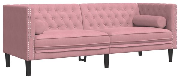 3dílná sedací souprava Chesterfield s podhlavníky růžová samet 3209284