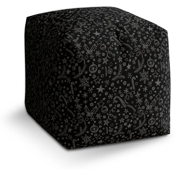 Sablio Vánoční taburet Cube Vánoce na černé - 60x60x60 cm