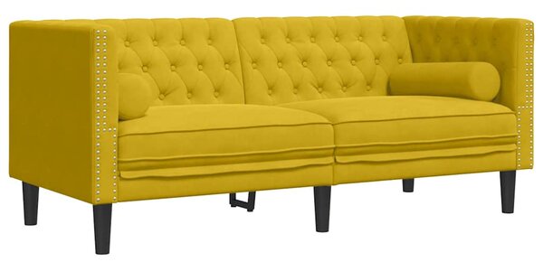 3dílná sedací souprava Chesterfield s podhlavníky žlutá samet 3209287