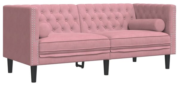3dílná sedací souprava Chesterfield s podhlavníky růžová samet 3209284