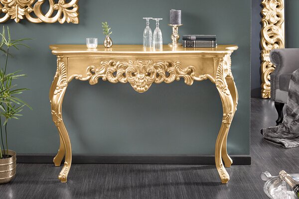Elegantní konzola VENICE 110cm zlatý barokní designový přístavný stolek konzolový stolek příborník