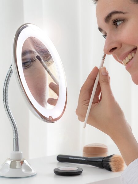 InnovaGoods® LED zvětšovací zrcátko Mizoom - flexibilní kosmetické zrcátko s přísavkou a 10násobným zvětšením pro dokonalý make-up a péči o pleť