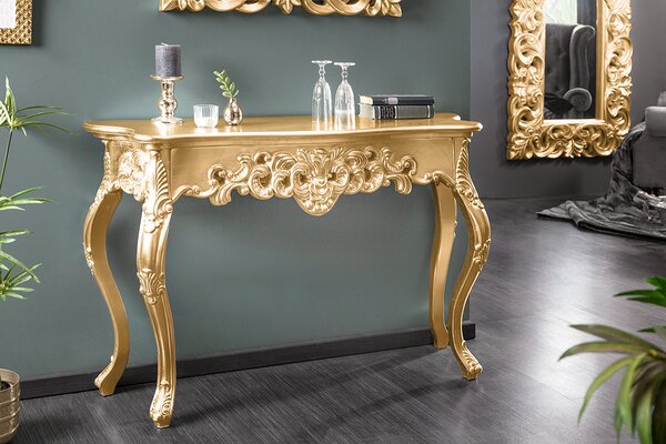 Elegantní konzola VENICE 110cm zlatý barokní designový přístavný stolek konzolový stolek příborník