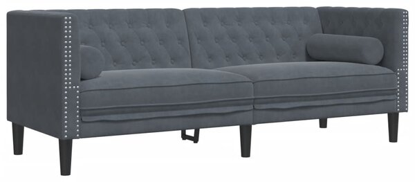 2dílná sedačka Chesterfield s podhlavníky tmavě šedá samet 3209292