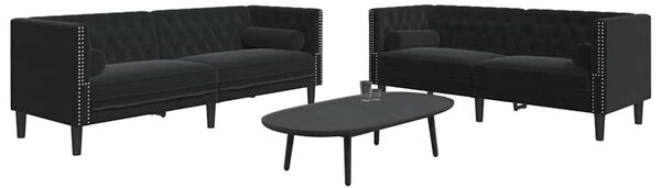 2dílná sedací souprava Chesterfield s podhlavníky černá samet 3209296