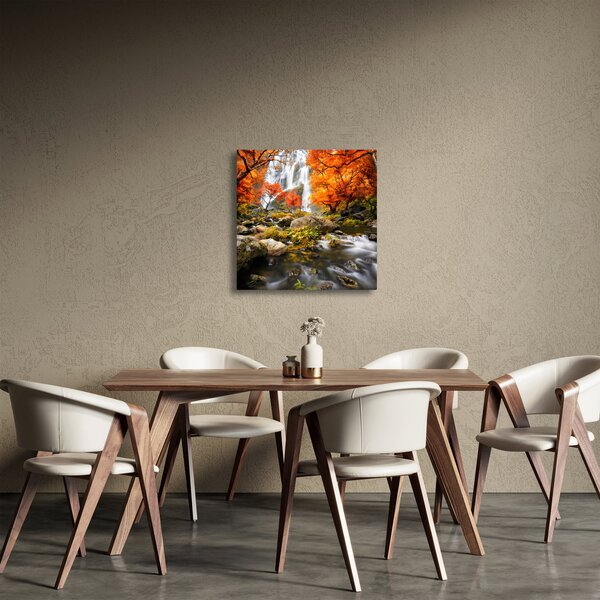 Obraz - Vodopády v oranžovém lese (30x30 cm)